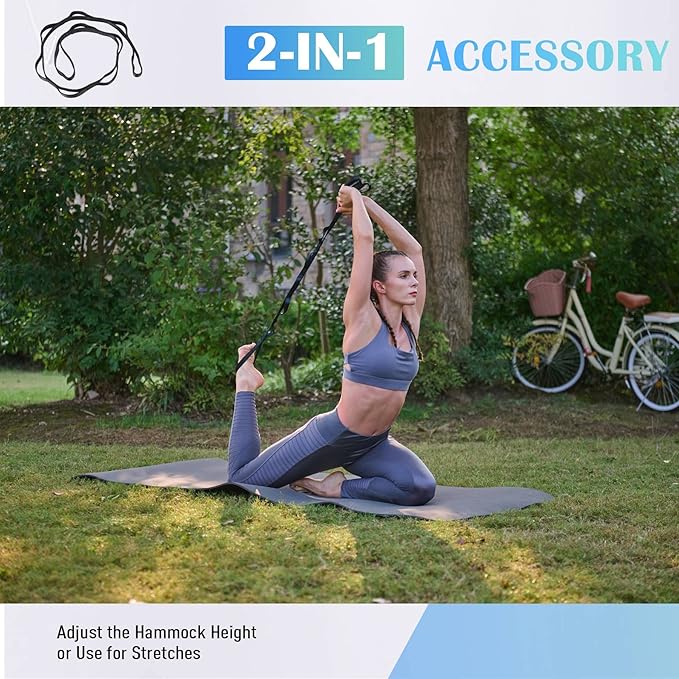 ZELUS Aerial Yoga Swing Sling Strong Yoga Hammock Kit Set Trapeze Inversion Equipment Include 2 Extensions Straps and Ceiling Mounting Kit-FlexoryFit