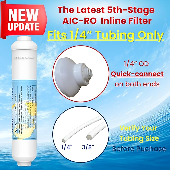 ERO 5 pc Reverse Osmosis Filters Yearly Set, 5 Stage Reverse Osmosis Water Filter, Under Sink RO Water Filtration System Kit, Compatible with Most 10" RO System, Water Filter Wrench Included