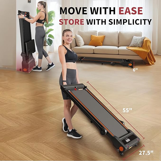 Foldable Treadmill with Incline Treadmill with Home Removable Desk Workstation 3.0 HP 3 in 1 Folding Small Compact Walking Treadmills 300 Lbs Capacity for Home Office-FlexoryFit