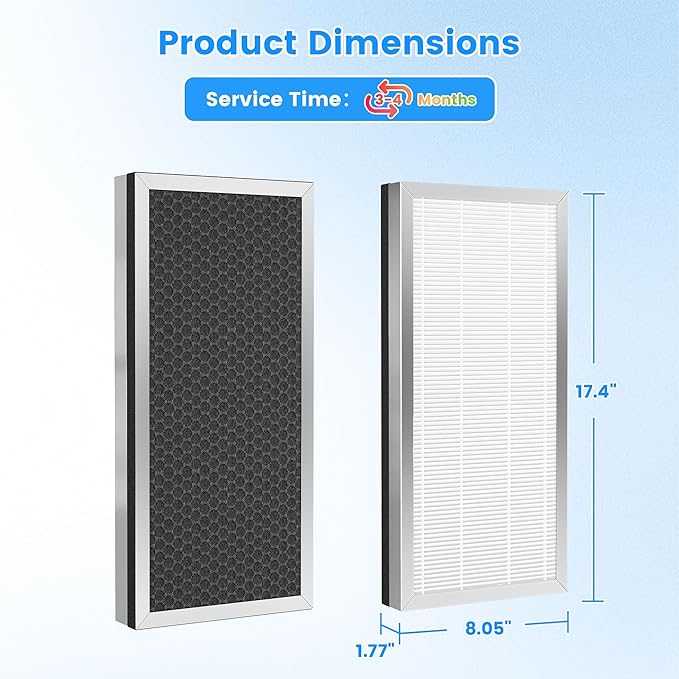MA 40 Replacement Filter Compatible with Modify MA 40 Air Purifier, 3-in-1 High-Efficiency Filtration System, H13 True HEPA Filter and Activated Carbon Filter, 2 Pack