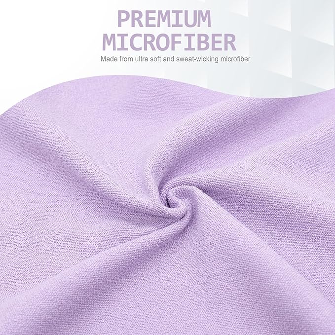 Eunzel Yoga Towel,Hot Yoga Mat Towel with Grip Dots Sweat Absorbent Non-Slip for Hot Yoga, Pilates and Workout 24" x72", Taro Purple-FlexoryFit