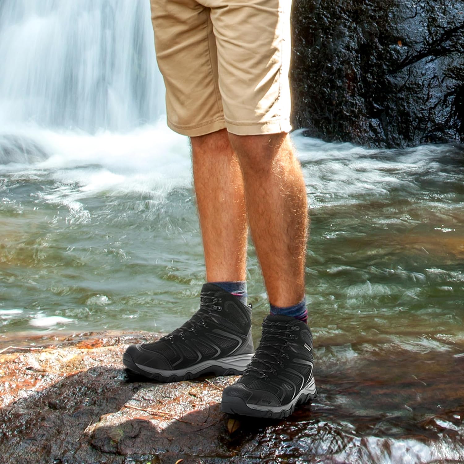 NORTIV 8 Men's Ankle High Waterproof Hiking Boots Outdoor Lightweight Shoes Trekking Trails Armadillo