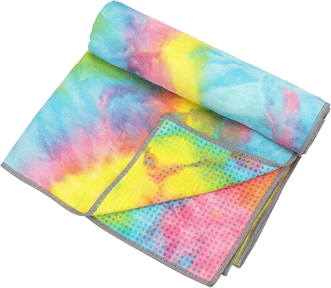 Yoga Towels Non Slip Hot Yoga Towel Skidless Waffle Texture100% Absorbent Odorless Microfiber Yoga Blanket Standard Sized 24 x72 in Mat Towel,for Hot Yoga Bikram Pilates (Pink & Blue & Yellow)-FlexoryFit