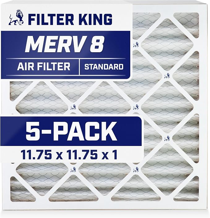 Filter King 11.75x11.75x1 Air Filter | 5-PACK | MERV 8 HVAC Pleated A/C Furnace by FilterKing