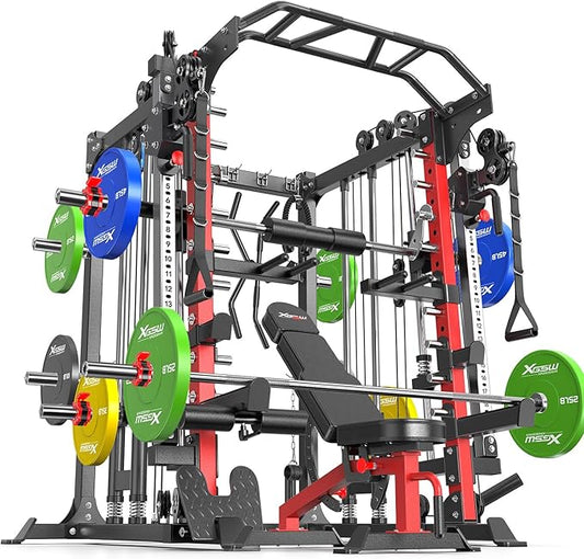 Power Cage,1600lbs Multi-Function Power Rack with Adjustable Cable Crossover System and More Training Attachment, Weight Cage for Home Gym-FlexoryFit