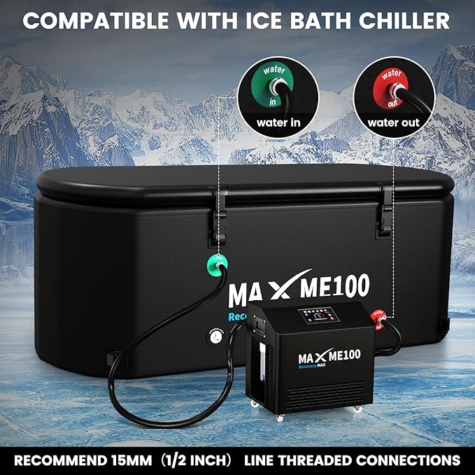 MAXME100® Cold Plunge Tub, Ice Bath Tub, XXXL Cold Plunge With Non-Slip Step, Upgraded HSBMF Material, Dual- Action Pump, Water Chiller Compatible, Portable, Inflatable, Outdoor, Indoor, Athletes