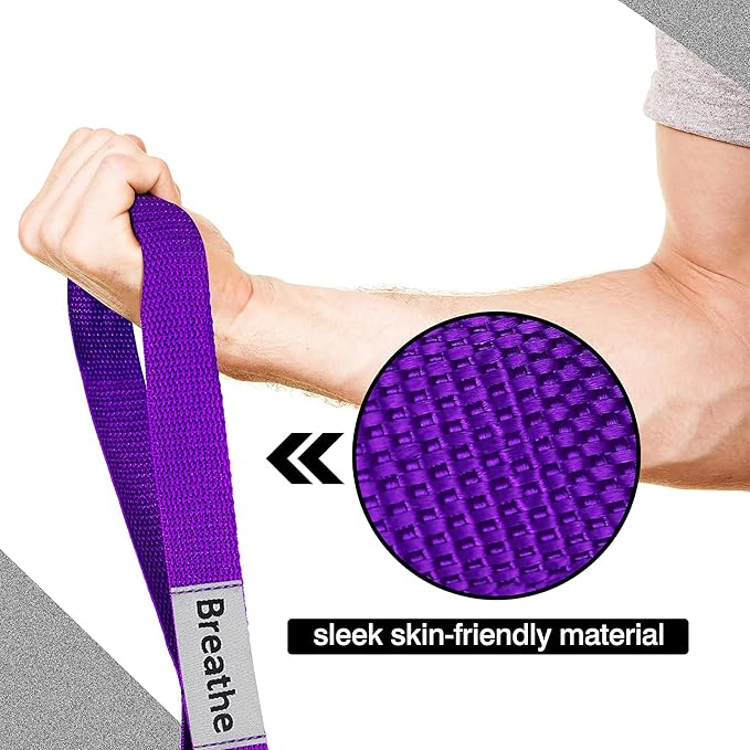 Stretching Strap Yoga Strap with 10 Loops, Non-Elastic Stretch Band for Physical Therapy, Flexibility, Exercise, Pilates, Dance & Gymnastics Workout-FlexoryFit