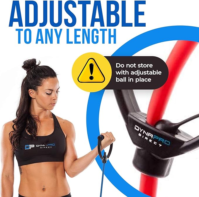DYNAPRO Exercise Resistance Bands, Adjustable Length, Comfort Handles, Professional Quality, Anti-Snap. Great for Workouts, Physical Therapy, Yoga-FlexoryFit