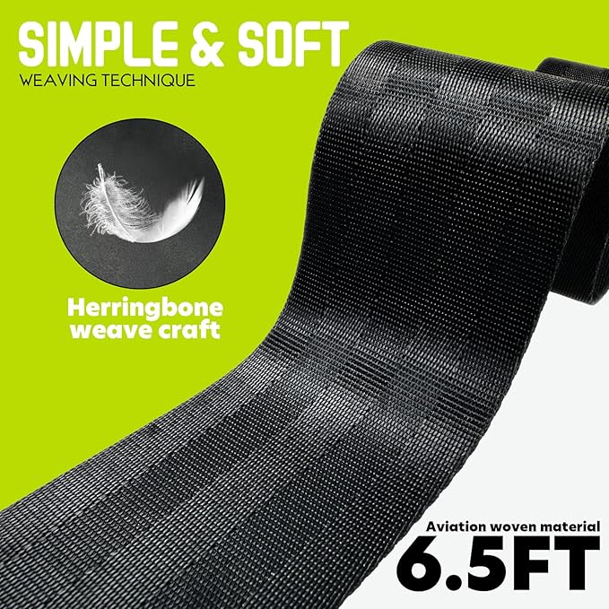 Nordic Hamstring Curl Strap, 6.5FT Gym Seatbelt and Exercise Straps for Hamstring Stretch Strap & Mobilization Belt,Home Gym Women Men, Lifting Seatbelt Gym, Black-FlexoryFit