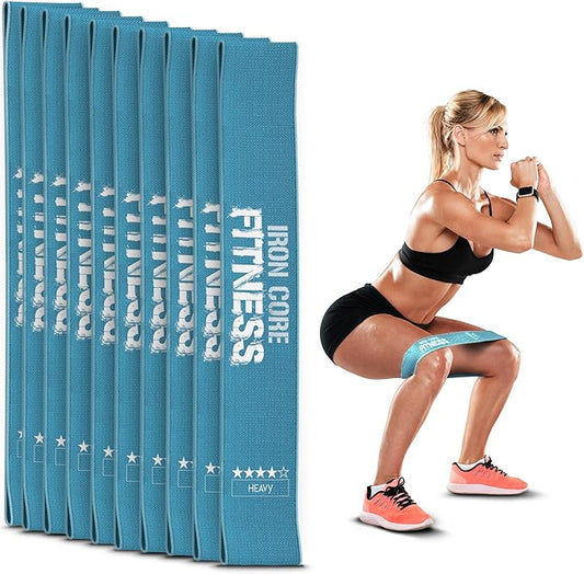 Fabric Mini Resistance Bands Sets for Trainers, Bootcamp, Gym for Men and Women in Fun Colors - Ebook, Videos and Workout Chart Included by Iron Core Fitness-FlexoryFit