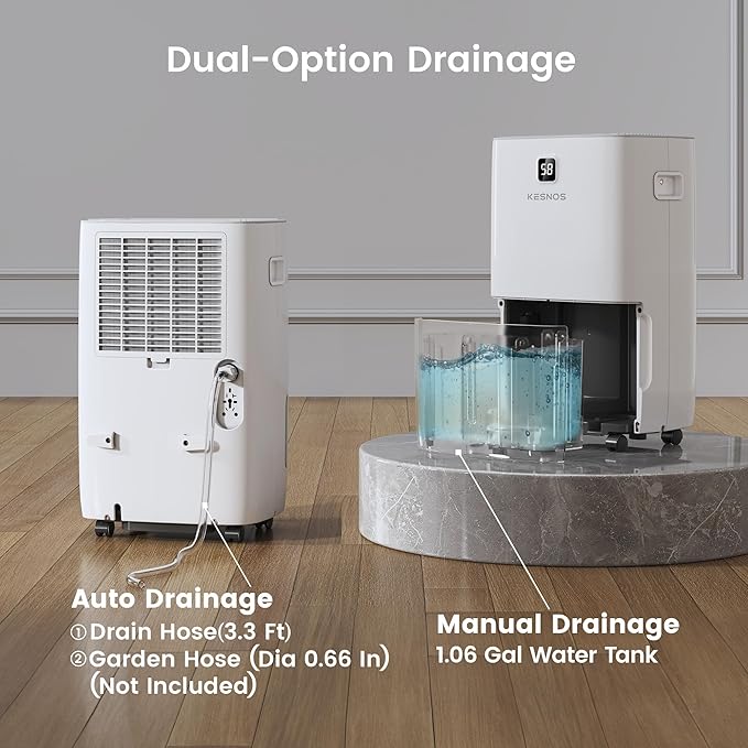 Kesnos 80 Pints Energy Star Dehumidifier for Home & Basement with Drain Hose, Front LED Display and 1.06 Gal Water Tank, Ideal for Spaces up to 5,500 Sq. Ft., Featuring Auto Defrost & Timer Function