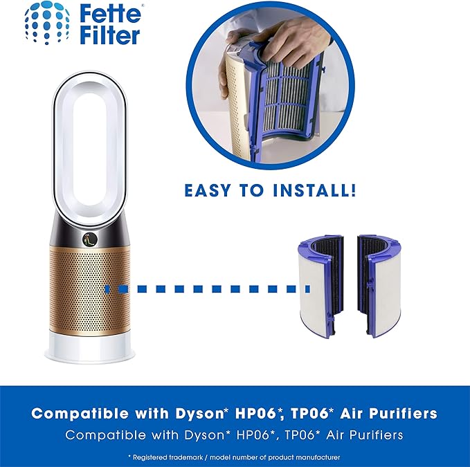 Fette Filter - Premium Air Purifier Filter Replacement Compatible with Dyson HP06, HP09, TP06, TP09, PH01, PH02, PH03, PH04, HP07, TP07 (Part No.970341-01 & 965432-01) - Pack of 2