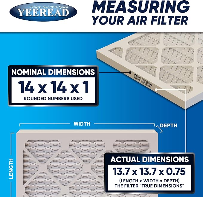 14x14x1 MERV 8 Air Filters 6-Pack, Actual Size 13.7" x 13.7" x 0.75" – - Image 2
