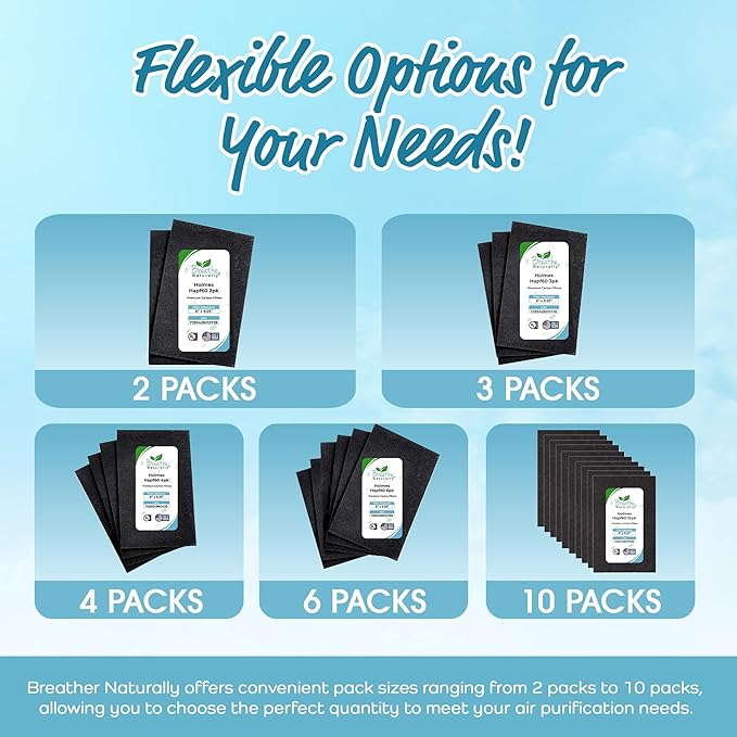 Breathe Naturally - Hapf600 HEPA Carbon Filter Replacement for Holmes Air Purifiers - High Efficiency Carbon Air Cleaner Filters - Compatible with Holmes HAPF600 Series - (10 Pack Carbon Filter C)