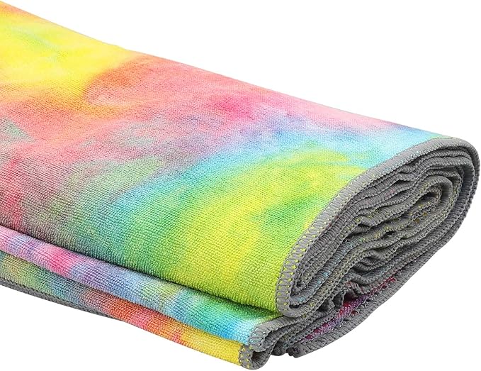 Yoga Towels Non Slip Hot Yoga Towel Skidless Waffle Texture100% Absorbent Odorless Microfiber Yoga Blanket Standard Sized 24 x72 in Mat Towel,for Hot Yoga Bikram Pilates (Pink & Blue & Yellow)-FlexoryFit