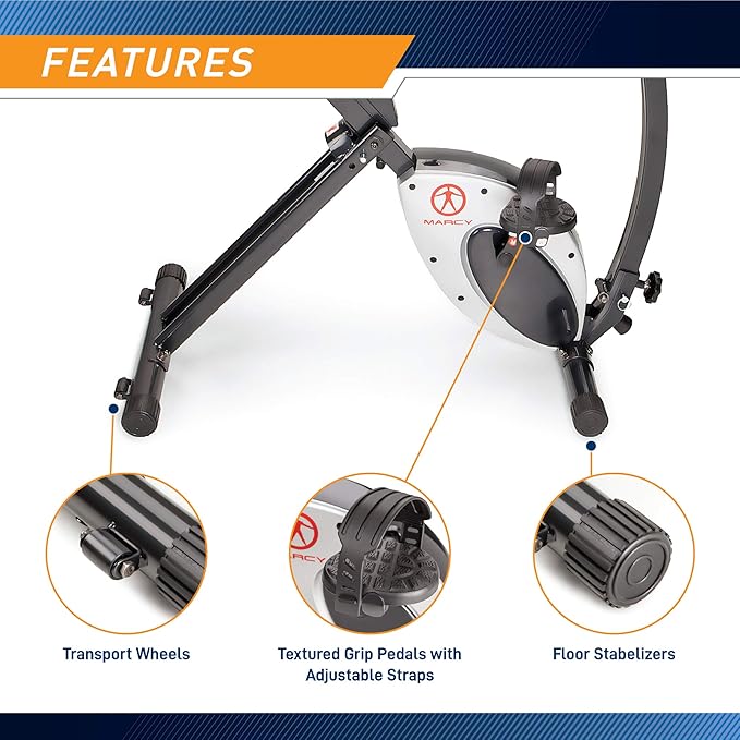 Marcy Foldable Upright Exercise Bike with Adjustable Resistance for Cardio Workout & Strength Training - Multiple Styles Available-FlexoryFit