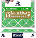MervKing 20x25x2 Air Filter Actual Size: 19.7" x 24.7" x 1.75" MERV 13 MPR 1500-1900 | MADE IN USA | 4-Pack | Pleated HVAC AC Furnace Replacement