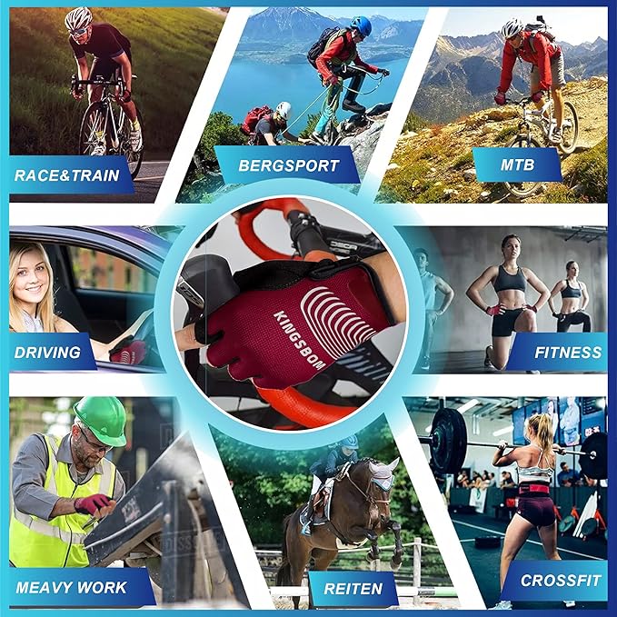 KINGSBOM Breathable Cycling Gloves, Shock-Absorbing Bike Gloves with Light Silicone Gel Pad, Anti-Slip Bicycle Gloves for Men and Women-FlexoryFit