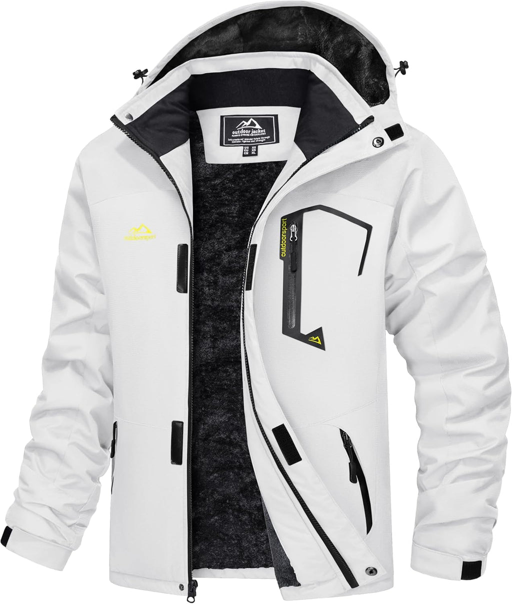 MAGCOMSEN Men's Winter Coats Water Resistant Ski Snow Jacket Warm Fleece Jacket Parka Raincoats With Multi-Pockets