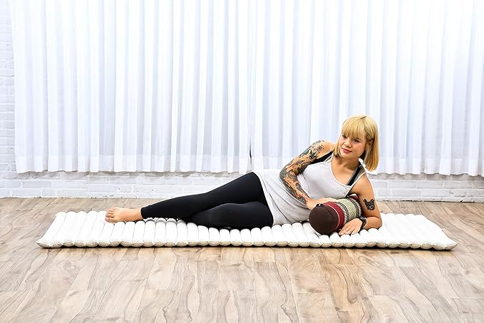 Leewadee Small Yoga Bolster – Shape-Retaining Cervical Neck Roll, Tube Pillow for Comfortable Reading, Kapok Filling, 22 x 6 x 6 inches-FlexoryFit