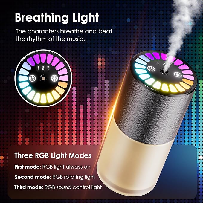 Car Air Freshener, Car Fresheners Long Lasting, Auto On/Off, 3 Adjustable Modes for Custom Scent Intensity, 150mL Large Capacity, Diffuser with RGB Music Syncing Light (Oceans)
