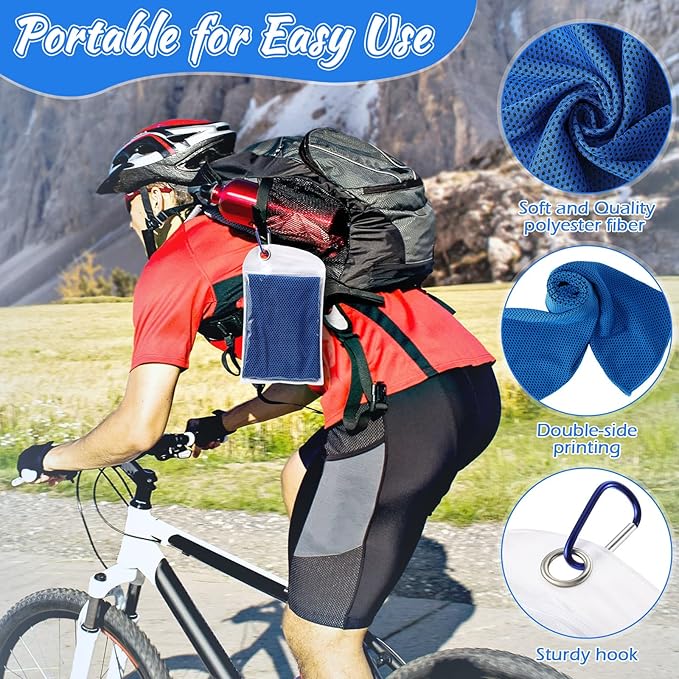 20 Pcs Cooling Towel 40 x 12 Ice Towel for Neck and Face Microfiber Chilly with Bag Breathable Yoga Gym Stay Cool Towels Sweat Rag for Workout Running Camping Pilates Beach Accessories (Royal Blue)-FlexoryFit