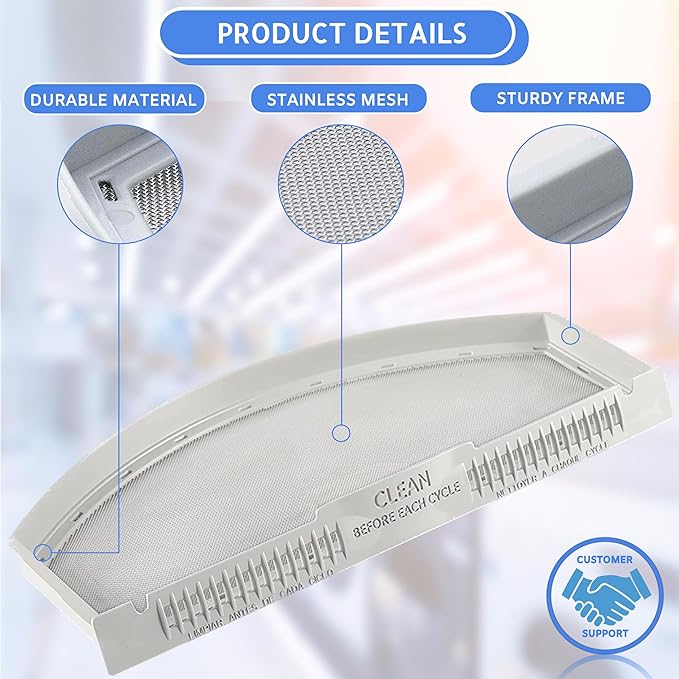 WE03X23881 Dryer Lint Screen Replacement for GE, Lint Trap Filter for GTD65EBSJ3WS, GTD42EASJ2WW, GTD33EASK0WW, PS11763056, AP6031713