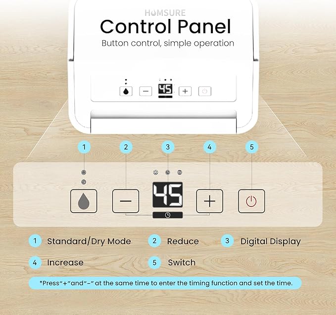HUMSURE 1500 Sq. Ft 30 Pints Dehumidifier Equipped With Drainage Hose, Automatic Defrosting, for Basement, Home, Bathroom, Bedroom,24-Hour Timer Function