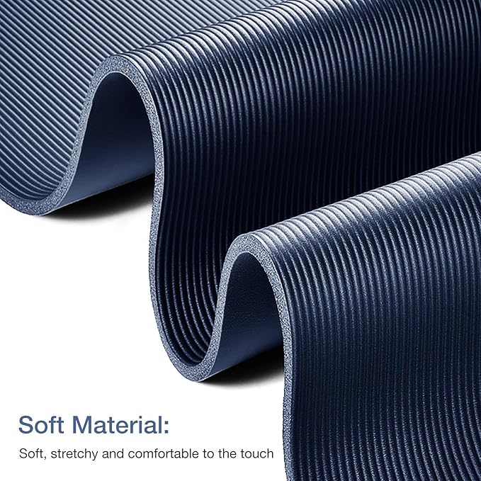 Thick Yoga Mat Non Slip, Large Size 72" L x 32" W x 0.6" TH, Premium Exercise & Fitness Mat with Carrying Strap and Bag, Workout Mats for Home-FlexoryFit