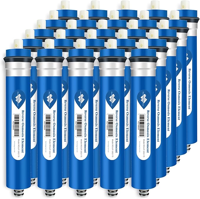Membrane Solutions Reverse Osmosis Membrane 75 GPD 11.75"x1.75" RO Membrane Water Filter Replacement Fits Under Sink RO Drinking Water Purifier System, 25-Pack
