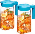 Amazing Abby - Slim Mini - 2-Pack Tritan Pitcher (48 oz), Unbreakable Plastic Water Pitcher with Lid, BPA-Free, Heat-Resistant, Dishwasher-Safe, Great for Both Iced and Hot Drinks, Blue