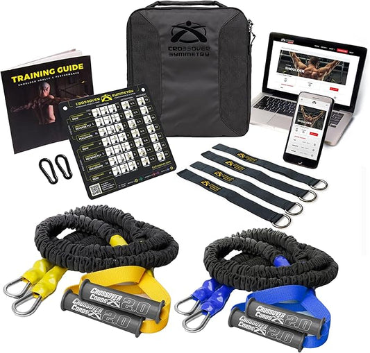 Crossover Symmetry Shoulder System Includes Two Sets of Resistance Bands Attachments Training Guide Exercise Chart Online Workouts for Home Fitness Rehab Rotator Cuff Exercises-FlexoryFit
