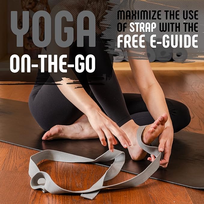 Gradient Fitness Yoga Strap, Friction-Less Easy-Feed Buckle, Super Soft Cotton/Polyester Blend Webbing, Free eGuide. (8 Feet)-FlexoryFit