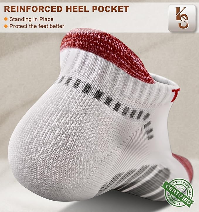 KEMISANT Men Running Socks,Active Ankle Socks No show Cushioned Footbed Arch Support-FlexoryFit