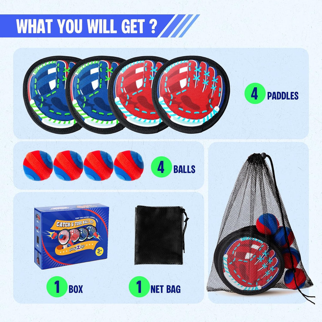 EVERICH TOY Toss and Catch Game for Toddlers - Soft, Safe & Pain-Free Baseball-Style Catching for Kids, Active Indoor & Outdoor Play Gift – Beach, Pool & Yard Toys for Boys and Girls Ages 3-8