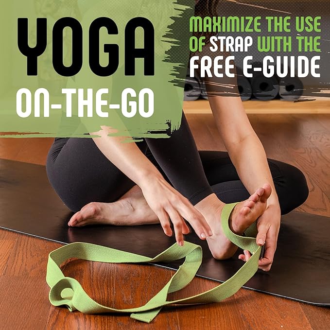 Gradient Fitness Yoga Strap, Friction-Less Easy-Feed Buckle, Super Soft Cotton/Polyester Blend Webbing, Free eGuide. (8 Feet)-FlexoryFit