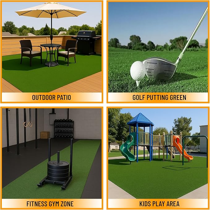 Ottomanson Artificial Turf Golf Hitting Mat 3' x 16' Indoor/Outdoor Waterproof Synthetic Fake Grass for Putting Practice Baseball Football Sports Gym Backyard, Custom Size 2' up to 30'