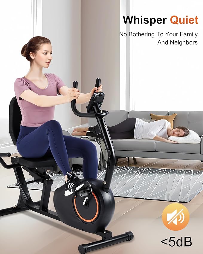 Recumbent Exercise Bike for Seniors - 400LB Weight Capacity Recumbent Bikes with Comfortable Seat, Pulse Sensor, 16-level Resistance, LCD Monitor-FlexoryFit