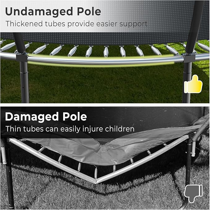 10 12 14 15 16FT Outdoor Trampolines for Kids and Adults, Pumpkin Trampoline with Curved Poles, Recreational Trampoline with Basketball Hoop and Safety Enclosure Net for Kids and Adults-FlexoryFit