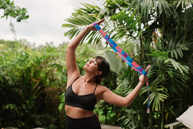 yogadesignlab YOGA DESIGN LAB | The Yoga Strap | Luxurious, Extra Long, Super Soft, Eco Printed | Studio Quality, Adjustable | Safely Stretch Further and Hold Longer | 8 ft Long-FlexoryFit