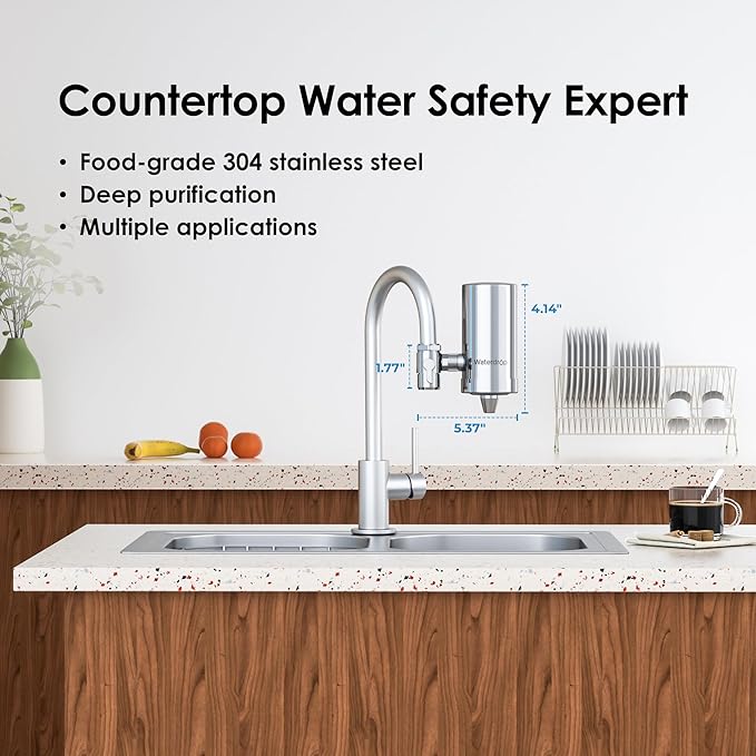 Waterdrop FC-06 Water Filter for Sink Faucet, 360° Rotating Stainless Steel - Image 6