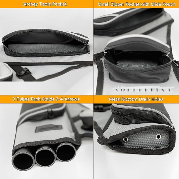SUNYA Archery Hip Quiver for Arrows. Includes 3 Tubes Arrow Holder, Accessories Pockets and Waist Belt. Fit for Compound and Recurve Bow Practice.