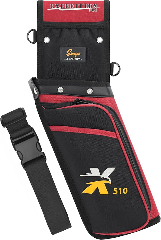 SUNYA X510 Field & Competition Hip Arrow Quiver | 3-Slot Noise-Free Archery Quiver with Sturdy Storage System (42x18cm)