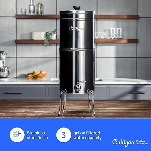Culligan MaxClear 3 Gallon Gravity Water Filter System, Brushed Stainless-Steel - Image 2