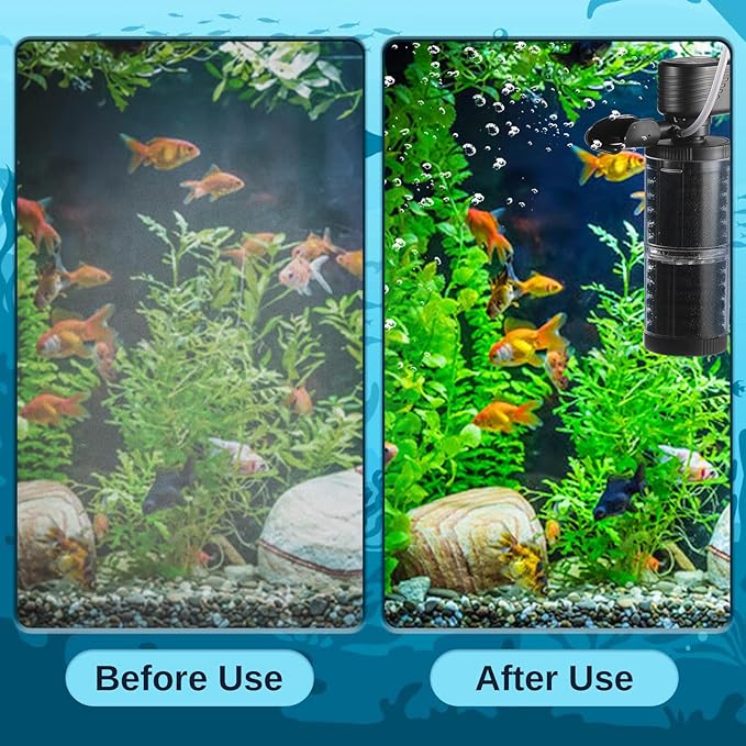 XpertMatic 15W Aquarium Filter 2 Stages 238 GPH (900L/h) for Up to 70 Gallon Fish Tank, Submersible Internal Tank Filter and Water Pump, Power Filter for Fish Tank, Aquarium, Pond, SainSmart