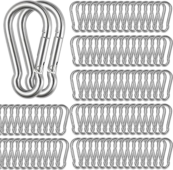 Spring Snap Hooks M5 M6 M8 M10 Carabiner Heavy Duty Carabiner Clips Galvanized Steel Quick Links Caribiniers Hammocks Hooks for Camping Hiking Outdoor Swing Pet Leash Gym