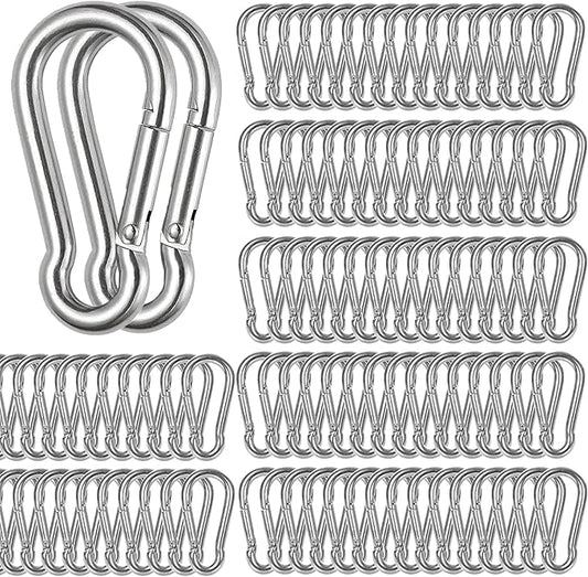 Spring Snap Hooks M5 M6 M8 M10 Carabiner Heavy Duty Carabiner Clips Galvanized Steel Quick Links Caribiniers Hammocks Hooks for Camping Hiking Outdoor Swing Pet Leash Gym