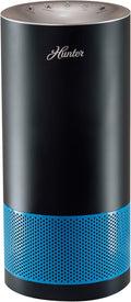 Hunter Fan Company HP400 Round Tower Air Purifier for Small Rooms, Featuring True HEPA Filtration and EcoSilver® Pre-Filter for Allergy and Asthma Relief, Black and Blue