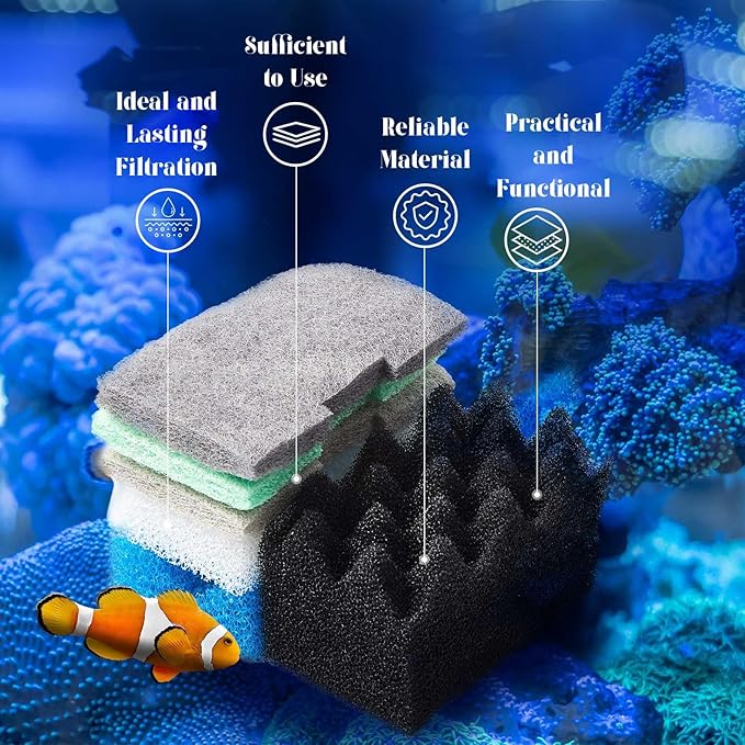 52 Pcs Replacement Filter Media Kit Compatible with Fluval 306/307 Aquarium Filters, Include Three Bio-Foams, Ammonia/Phosphate/Nitrite Remover, Towel and Grease