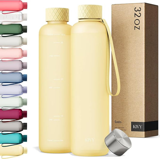 KIVY Slim Water Bottle 32oz [Lightweight & Shatterproof] - Reusable Tritan Water Bottle - Leak Proof Bottle for Women & Men - No Spill - Dishwasher Safe Water Bottle BPA Free-FlexoryFit